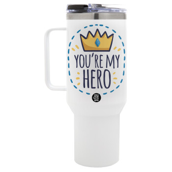 Dad, you are my hero!, Mega Stainless steel Tumbler with lid, double wall 1,2L