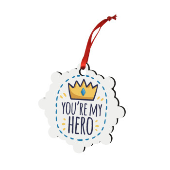 Dad, you are my hero!, Christmas ornament snowflake wooden 7.5cm