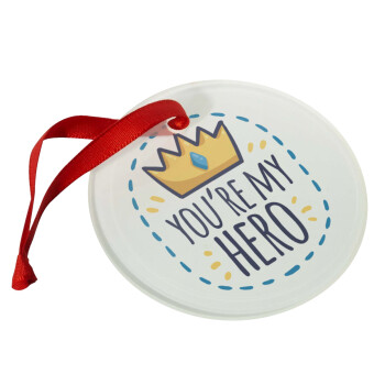 Dad, you are my hero!, Christmas ornament glass 9cm