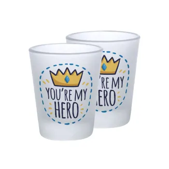 Dad, you are my hero!, Σφηνοπότηρα γυάλινα 45ml του πάγου (2 τεμάχια)