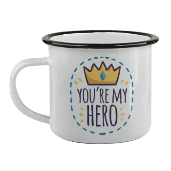 Dad, you are my hero!, Κούπα εμαγιέ με μαύρο χείλος 360ml