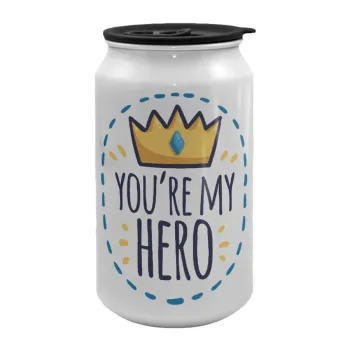 Dad, you are my hero!, Κούπα ταξιδιού μεταλλική με καπάκι (tin-can) 500ml