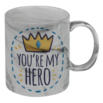 Dad, you are my hero!, Κούπα κεραμική, marble style (μάρμαρο), 330ml
