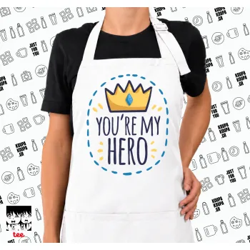 Dad, you are my hero!, Ποδιά μακριά Σεφ ολόσωμη με τσέπες white (ΕΝΗΛΙΚΩΝ)