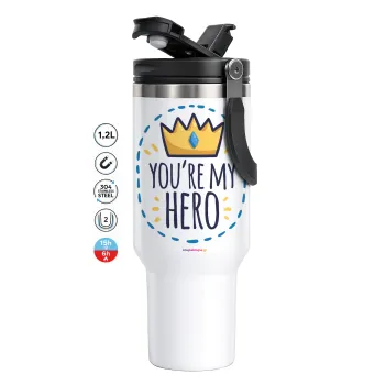 Dad, you are my hero!, Mega Stainless steel Tumbler with lid, double wall 1,2L
