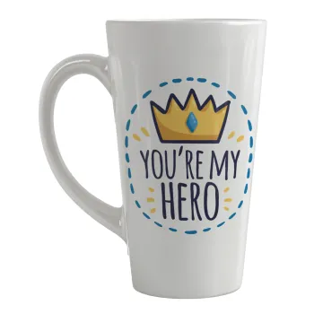 Dad, you are my hero!, Κούπα κωνική Latte Μεγάλη, κεραμική, 450ml
