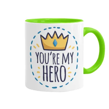 Dad, you are my hero!, Κούπα χρωματιστή βεραμάν, κεραμική, 330ml