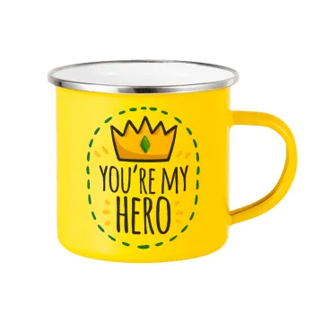 Dad, you are my hero!, Κούπα Μεταλλική εμαγιέ Κίτρινη 360ml