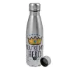 Metallic water bottle, stainless steel, 750ml