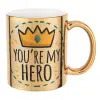 Mug ceramic, gold mirror, 330ml