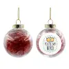 Transparent Christmas tree ball ornament with red filling 8cm