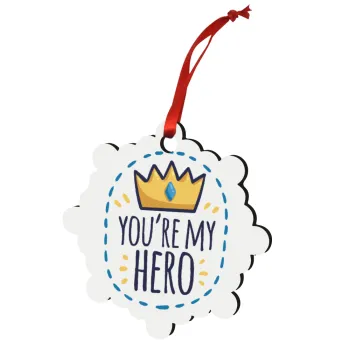 Dad, you are my hero!, Christmas ornament snowflake wooden 7.5cm