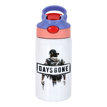 Day's Gone, Children's hot water bottle, stainless steel, with safety straw, pink/purple (350ml)