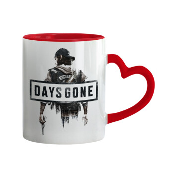 Day's Gone, Mug heart red handle, ceramic, 330ml