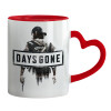 Mug heart red handle, ceramic, 330ml