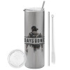 Tumbler stainless steel Silver 600ml, with metal straw & cleaning brush