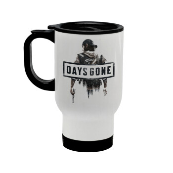 Day's Gone, Stainless steel travel mug with lid, double wall white 450ml