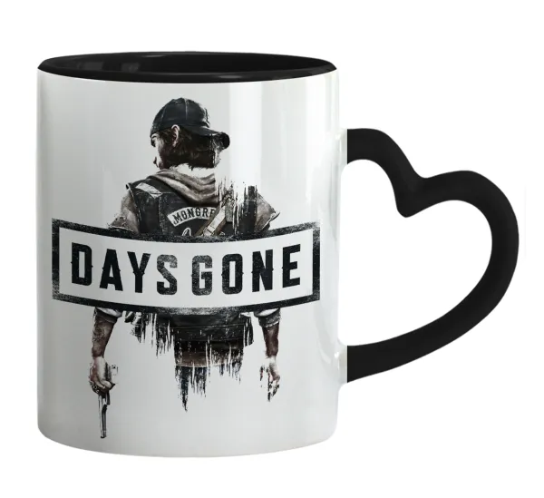 Day's Gone — Mug heart black handle, ceramic, 330ml