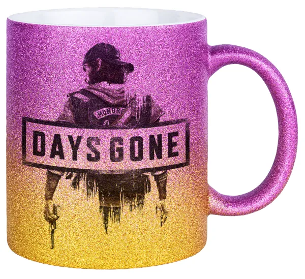 Day's Gone — Gold/pink glitter mug, ceramic, 330ml