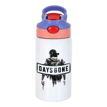 Day's Gone, Children's hot water bottle, stainless steel, with safety straw, pink/purple (350ml)