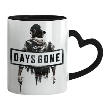 Day's Gone, Mug heart black handle, ceramic, 330ml