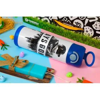 Day's Gone, Easter candle, Childrens hot water bottle, stainless steel, with safety straw, BLUE (500ml)