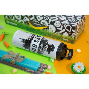 Day's Gone, Easter candle,Travel Tumbler 2 Lids, with metal straw & cleaning brush & aromatic flat candle (30cm) (BLUE)