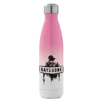 Day's Gone, Metal mug thermos Pink/White (Stainless steel), double wall, 500ml