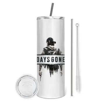 Day's Gone, Tumbler ποτήρι θερμό από ανοξείδωτο ατσάλι 600ml, με μεταλλικό καλαμάκι & βούρτσα καθαρισμού