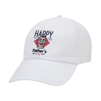Για την γιορτή του μπαμπά!, Καπέλο ενηλίκων Jockey Λευκό (snapback, 5-φύλλο, unisex)
