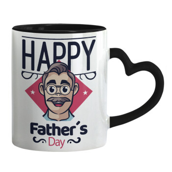 Για την γιορτή του μπαμπά!, Mug heart black handle, ceramic, 330ml