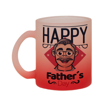 Για την γιορτή του μπαμπά!, Κούπα γυάλινη δίχρωμη με βάση το κόκκινο ματ, 330ml