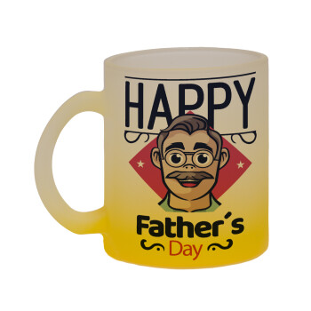 Για την γιορτή του μπαμπά!, Κούπα γυάλινη δίχρωμη με βάση το κίτρινο ματ, 330ml