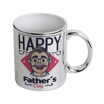 Για την γιορτή του μπαμπά!, Mug ceramic, silver mirror, 330ml