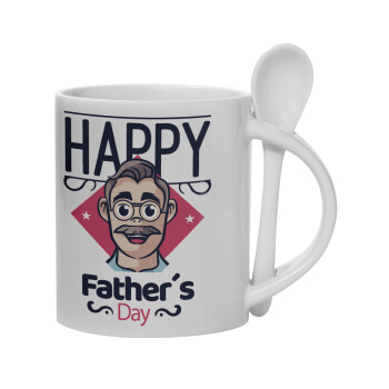Για την γιορτή του μπαμπά!, Ceramic coffee mug with Spoon, 330ml (1pcs)