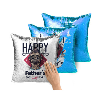 Για την γιορτή του μπαμπά!, Μαξιλάρι καναπέ Μαγικό Μπλε με πούλιες 40x40cm περιέχεται το γέμισμα