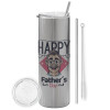 Tumbler stainless steel Silver 600ml, with metal straw & cleaning brush