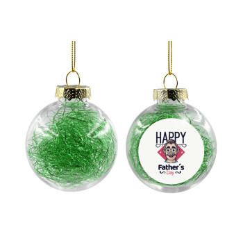 Για την γιορτή του μπαμπά!, Transparent Christmas tree ball ornament with green filling 8cm