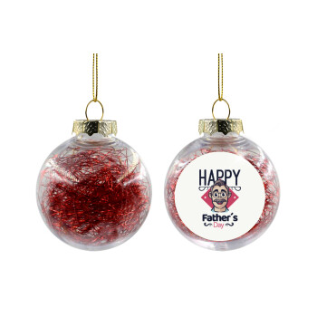 Για την γιορτή του μπαμπά!, Χριστουγεννιάτικη μπάλα δένδρου διάφανη με κόκκινο γέμισμα 8cm