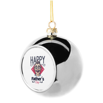 Για την γιορτή του μπαμπά!, Χριστουγεννιάτικη μπάλα δένδρου Ασημένια 8cm