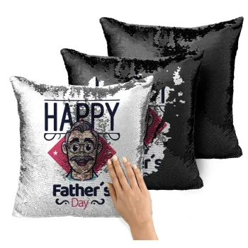 Για την γιορτή του μπαμπά!, Μαξιλάρι καναπέ Μαγικό Μαύρο με πούλιες 40x40cm περιέχεται το γέμισμα