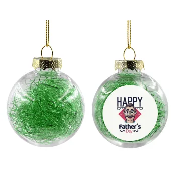Για την γιορτή του μπαμπά!, Transparent Christmas tree ball ornament with green filling 8cm