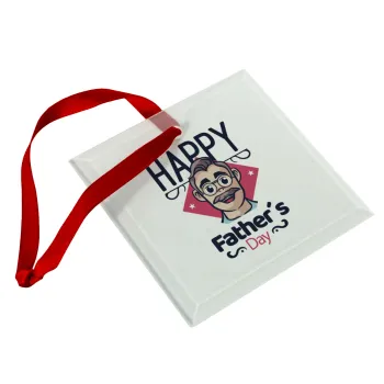 Για την γιορτή του μπαμπά!, Στολίδι Χριστουγεννιάτικο στολίδι γυάλινο τετράγωνο 9x9cm