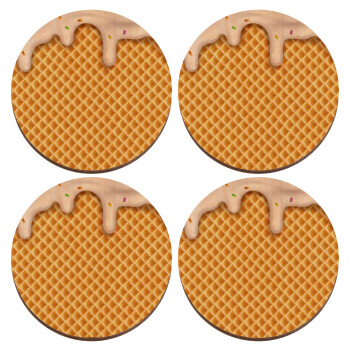 Παγωτό, ΣΕΤ x4 Σουβέρ ξύλινα στρογγυλά plywood (9cm)