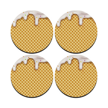 Παγωτό, SET of 4 round wooden coasters (9cm)