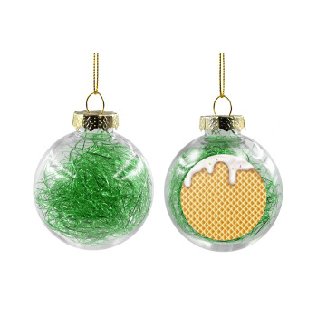 Παγωτό, Transparent Christmas tree ball ornament with green filling 8cm