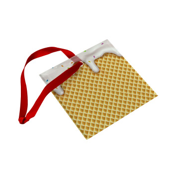 Παγωτό, Christmas ornament, glass square ornament 9x9cm