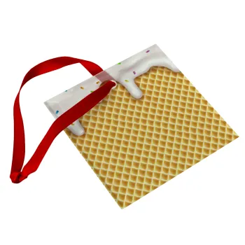 Παγωτό, Christmas ornament, glass square ornament 9x9cm