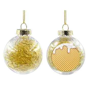 Παγωτό, Transparent Christmas tree ball ornament with gold filling 8cm