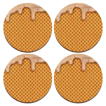 Παγωτό, ΣΕΤ x4 Σουβέρ ξύλινα στρογγυλά plywood (9cm)